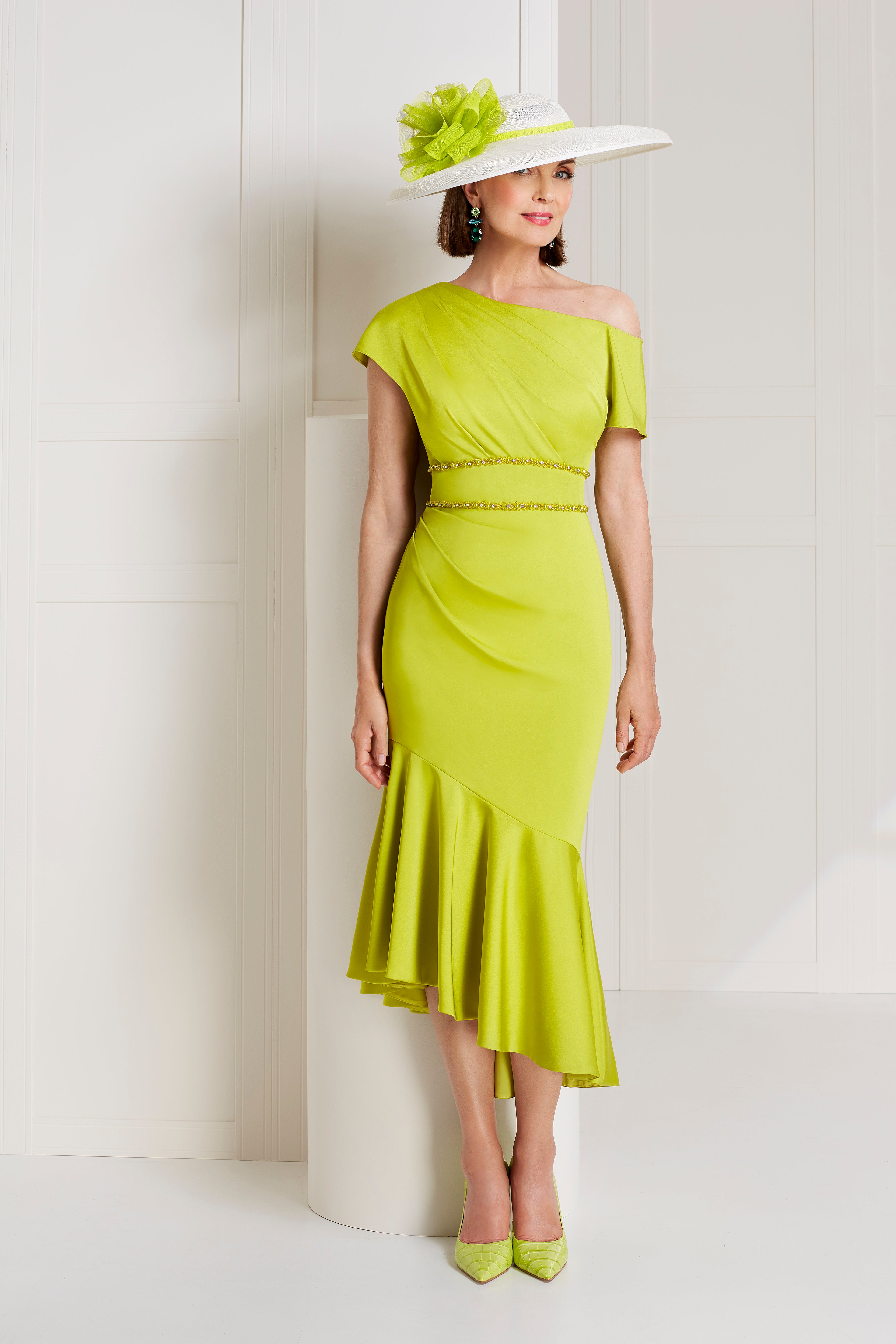 slim fit dress slacks Our Cressida Lime Green Bridesmaid Dress main image 0