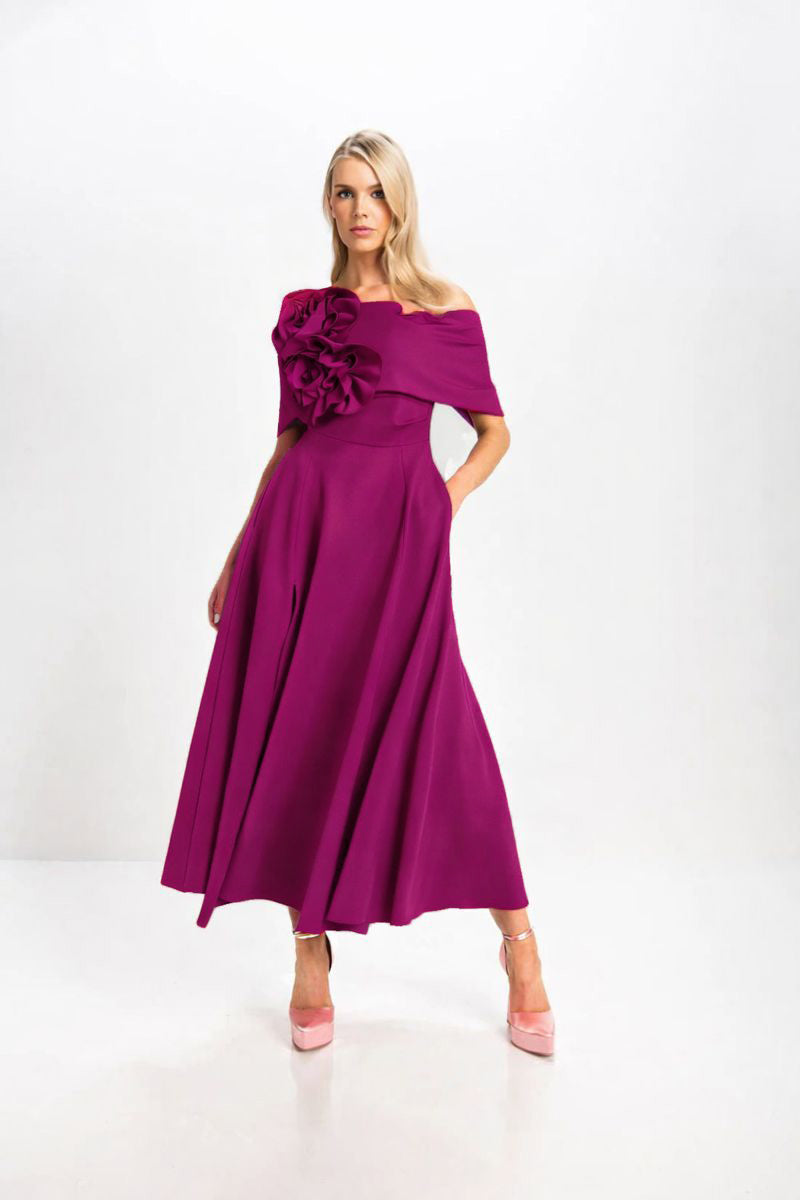 kevan jon kyoto flare dress Kevan Jon Bardot Flare Dress Kevan Jon Hali Bardot Flare Dress Navy County Boutique
