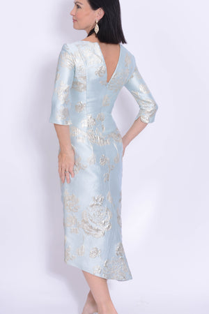 Fely Campo 17129 - Duck egg dress with cap sleeve