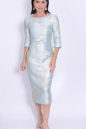 Fely Campo 17129 - Duck egg dress with cap sleeve