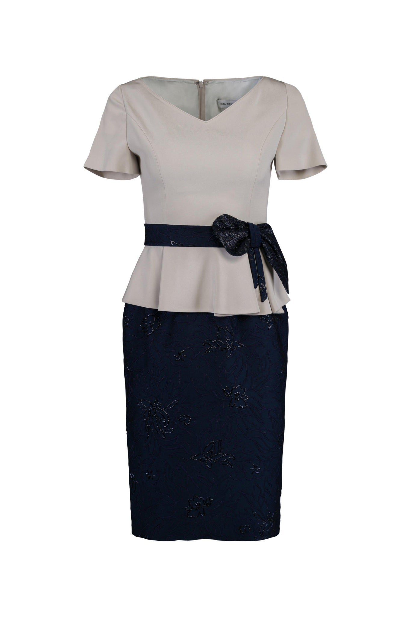 Teresa Ripoll 3522 - Two tone dress with peplum-Dress