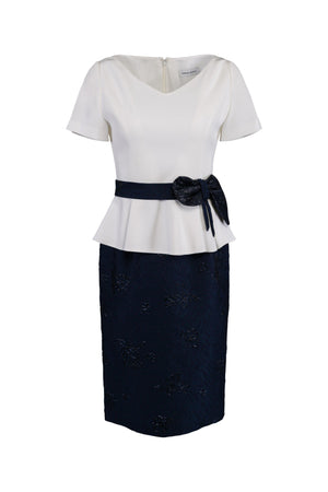 Teresa Ripoll 3522 - Two tone dress with peplum-Dress