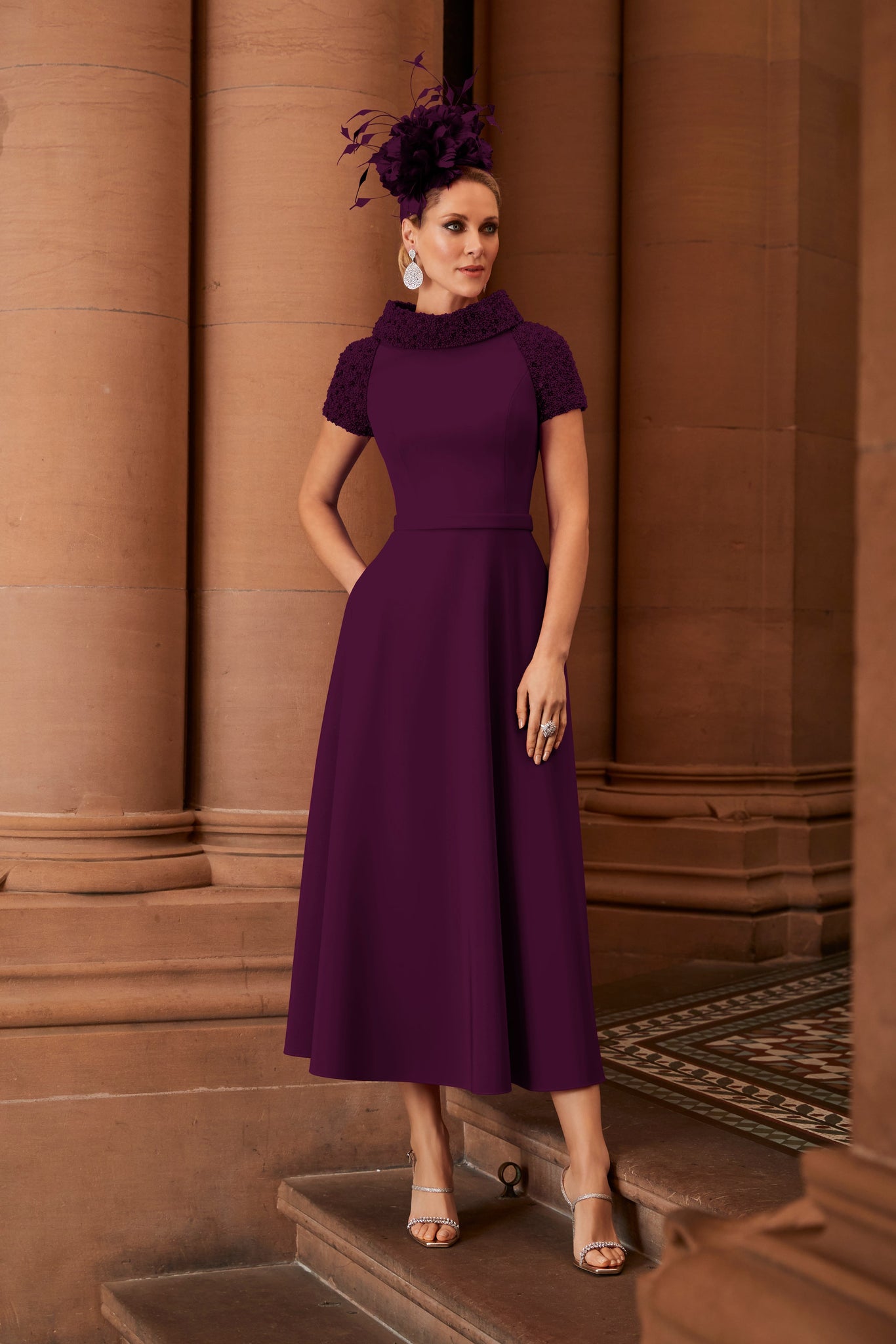 Veni Infantino 991815 Aubergine-A-line Dress