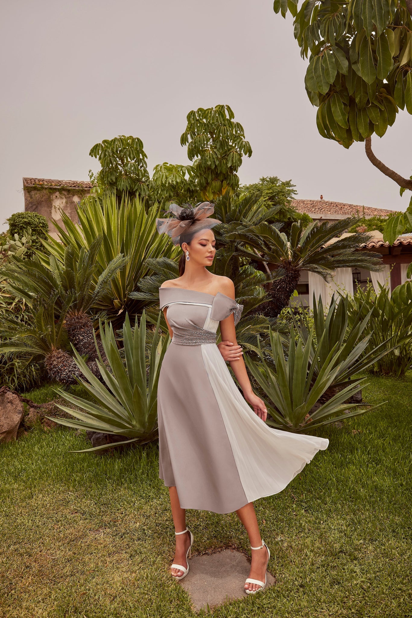 Veni Infantino 992437 Taupe/Ivory A-line Dress